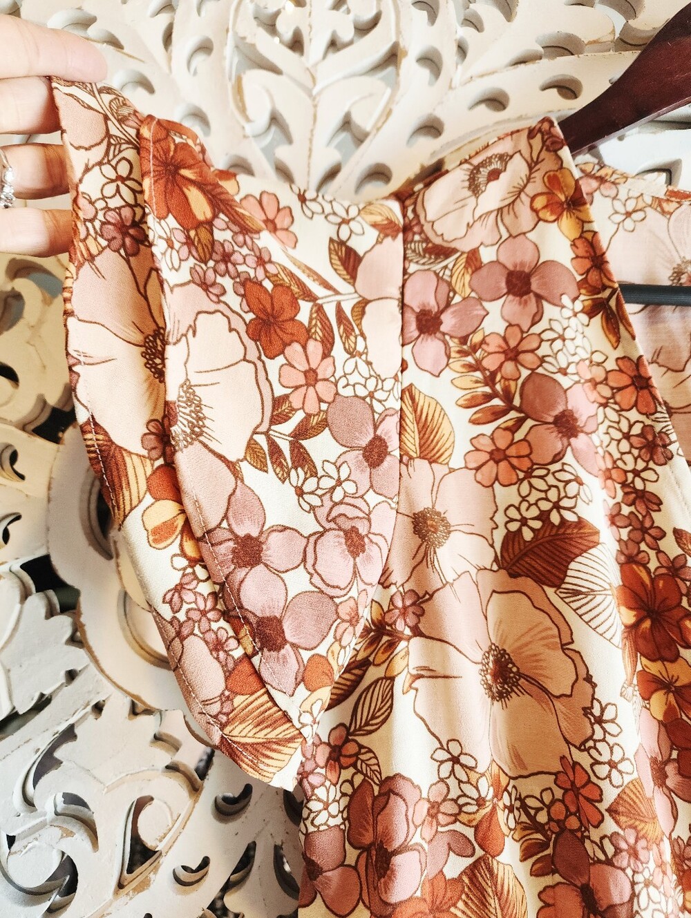 MERAKI FLORAL BLOUSE V NECK PEPLUM FAUX WRAP WOMENS SIZE XL - Picture 5 of 14
